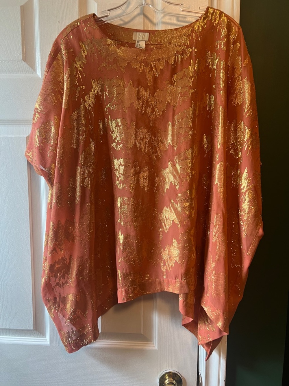 H&M Coral Orange Tunic with Gold Foil Detail